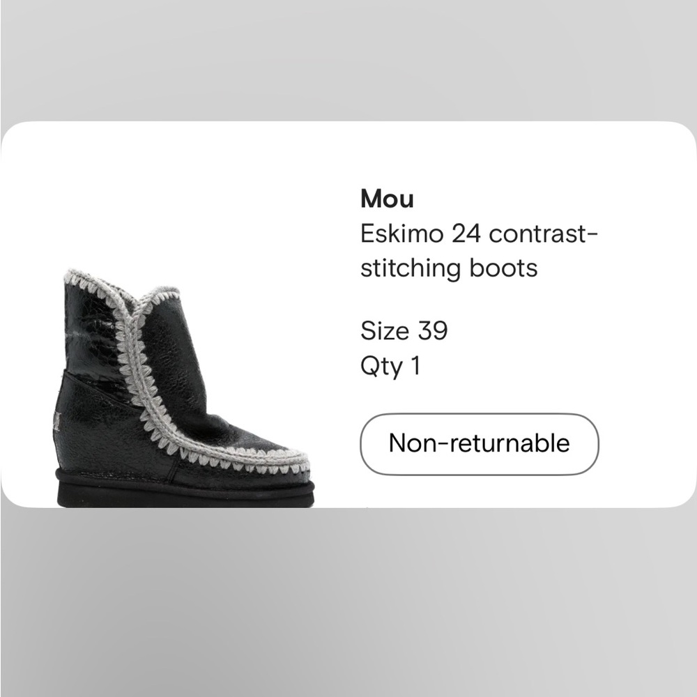 Mou Black Winter Boots with White Stitching